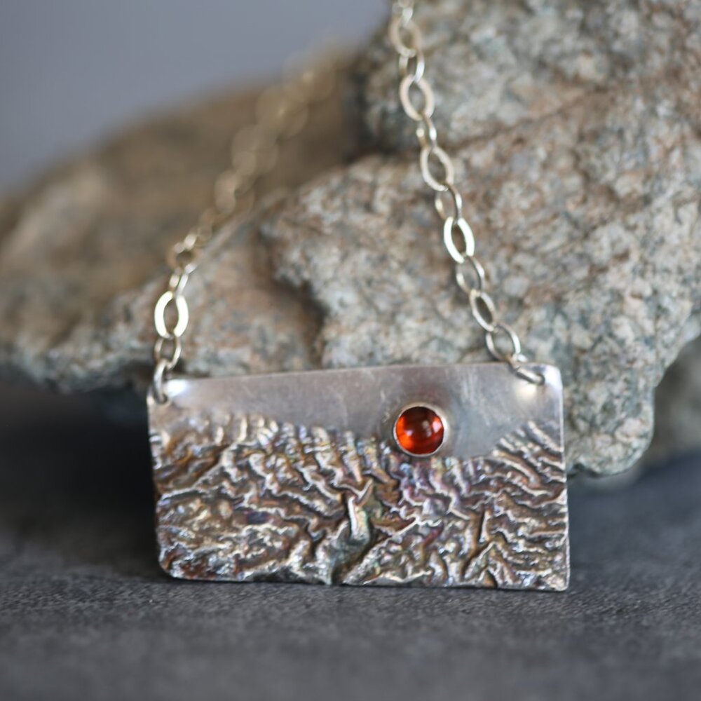 Desert Sunset Sterling and Amber Necklace